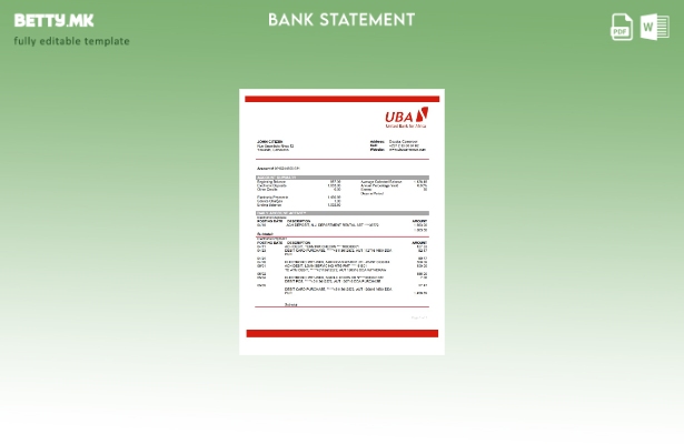 Модерен стил шаблон за збор за извод од банка во Камерун UBA